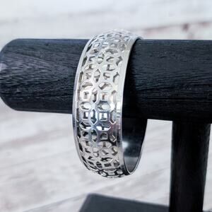 Vintage Bracelet / Bangle - Chunky - Silver Tone with Cut Out Design